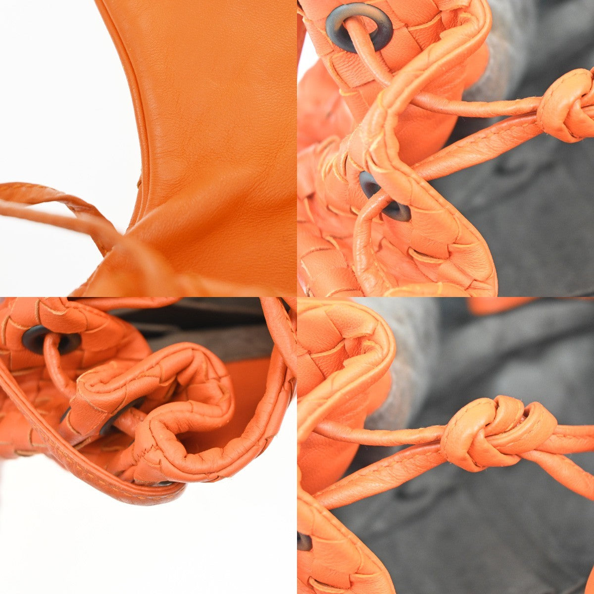 Bottega Veneta Intrecciato Shoulder Leather Orange Leather Handbag (Pre-Owned)