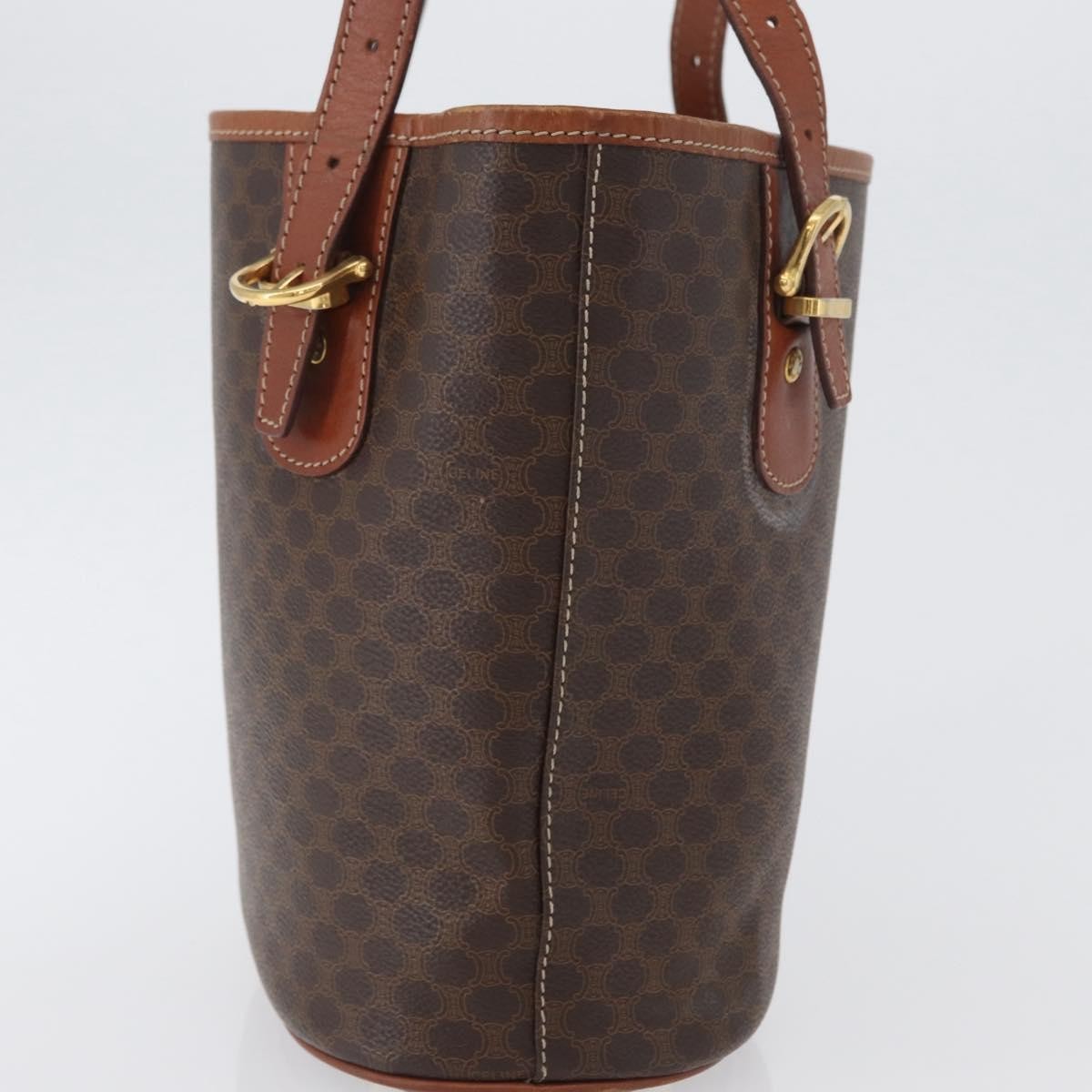 Celine Vintage Macadam Canvas And Leather Brown Canvas Tote Bag Bag (Pre-Owned)