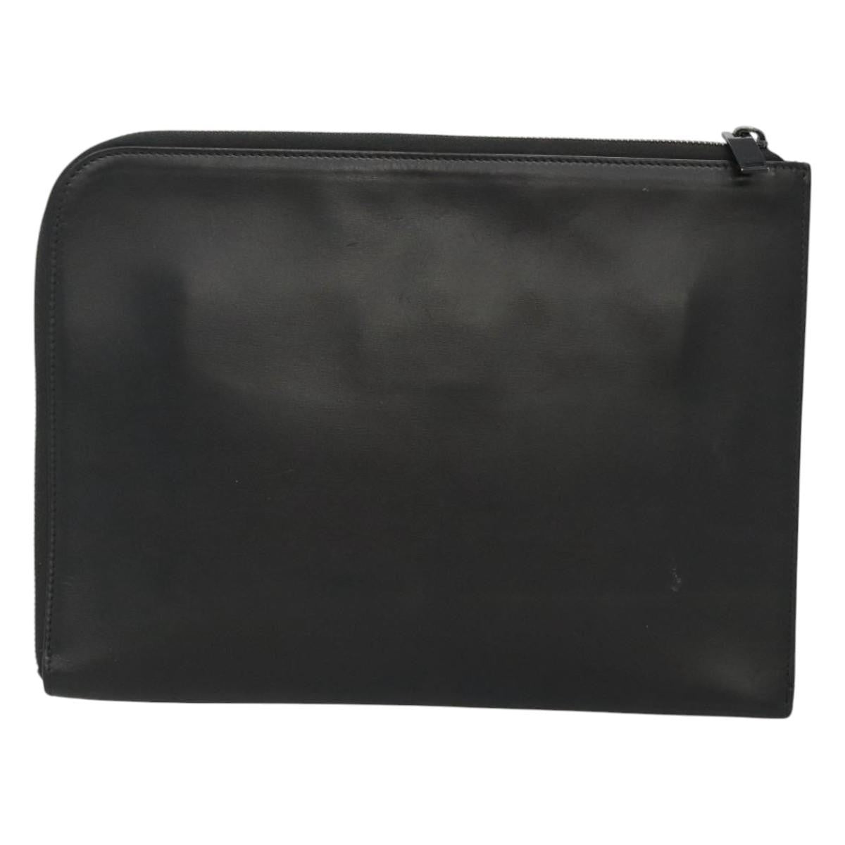 Saint Laurent Zip Pocket Leather Black Leather Clutche & Pouche Bag (Pre-Owned)
