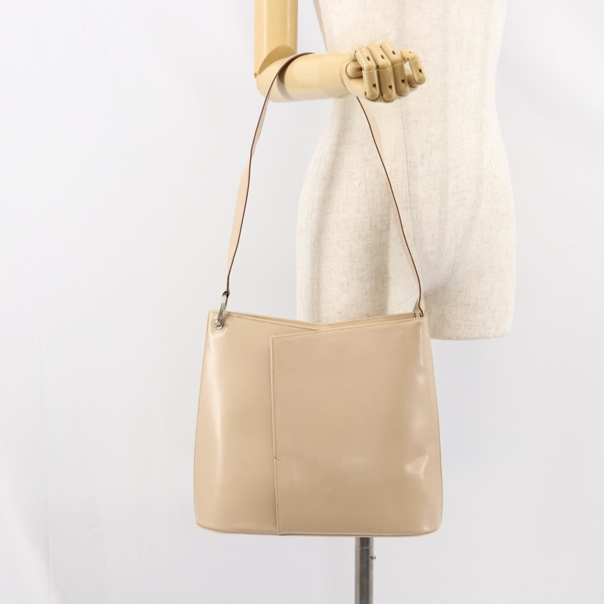Salvatore Ferragamo Gancini Leather Beige Leather Shoulder Bag Bag (Pre-Owned)