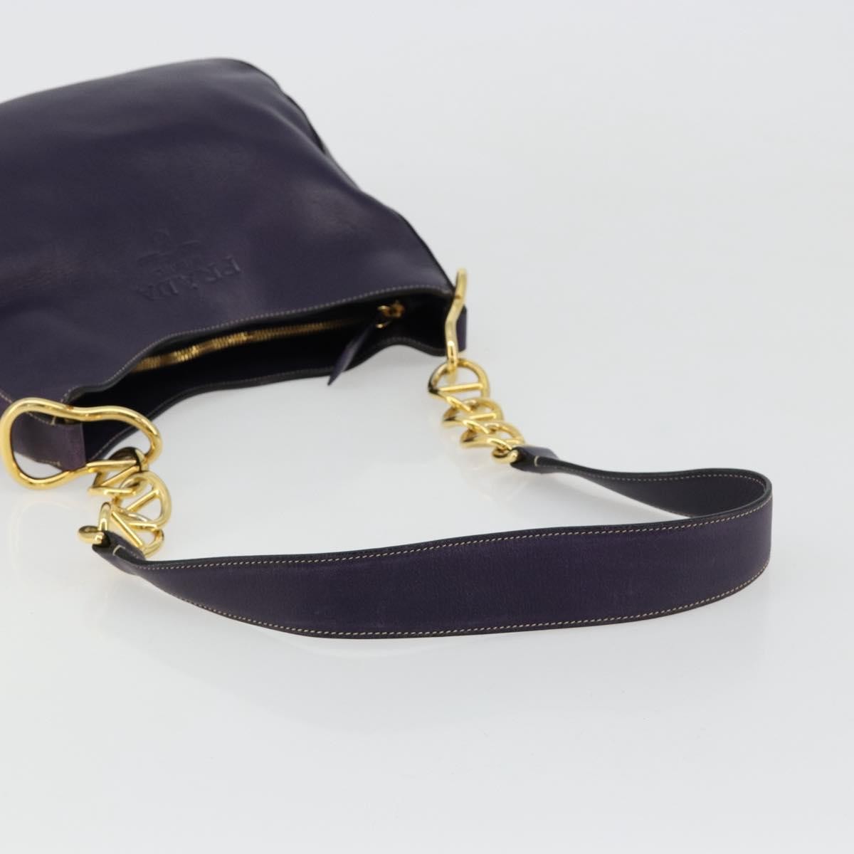 Prada Chain Leather Purple Leather Handbag (Pre-Owned)