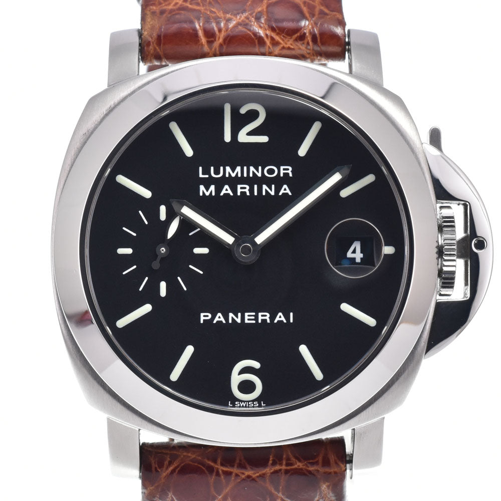 Panerai Luminor Marina Manual Stainless Steel And Leather Watch (Pre-Owned)