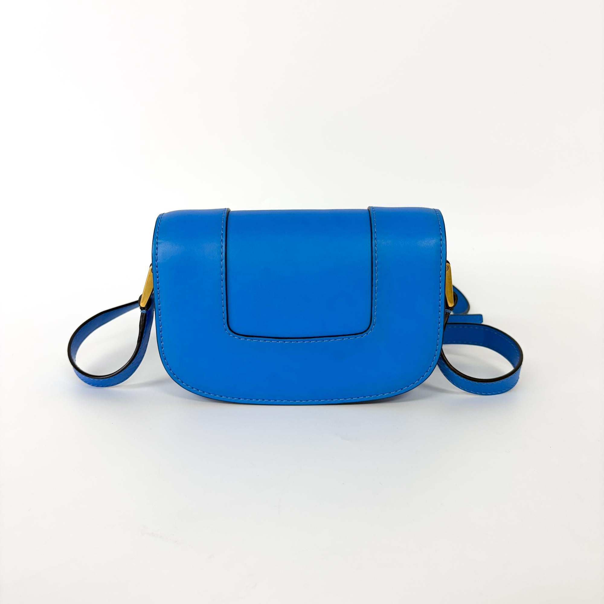 Valentino Garavani Supervee Leather Blue Leather Crossbody Bag Bag (Pre-Owned)