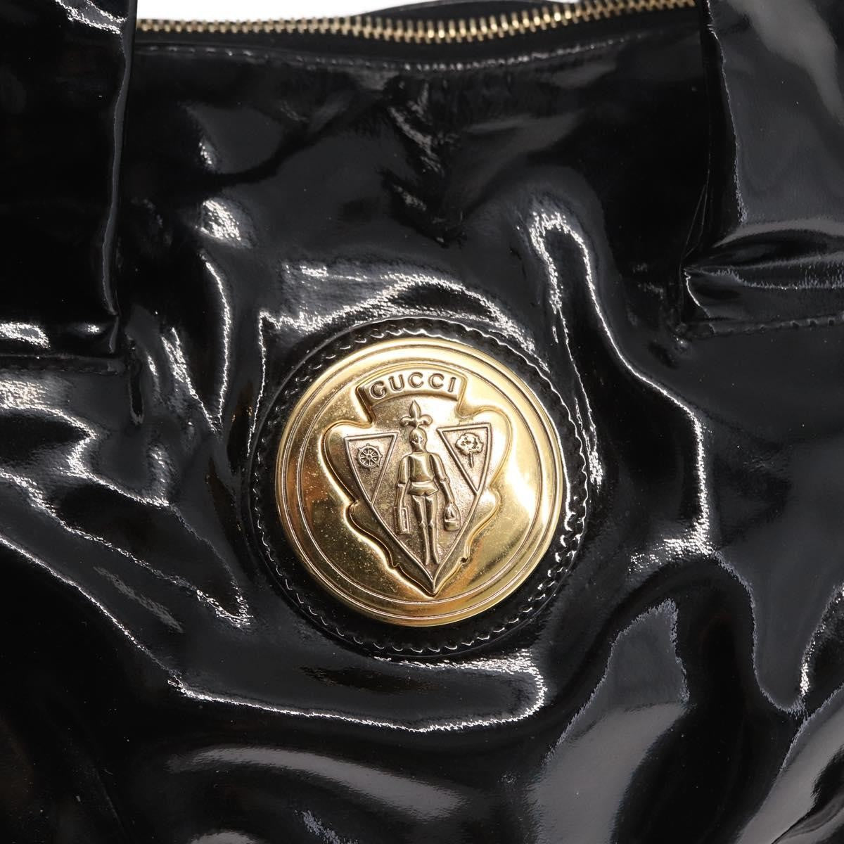 Gucci Hysteria Convertible Top Handle Patent Black Patent_Leather Handbag (Pre-Owned)