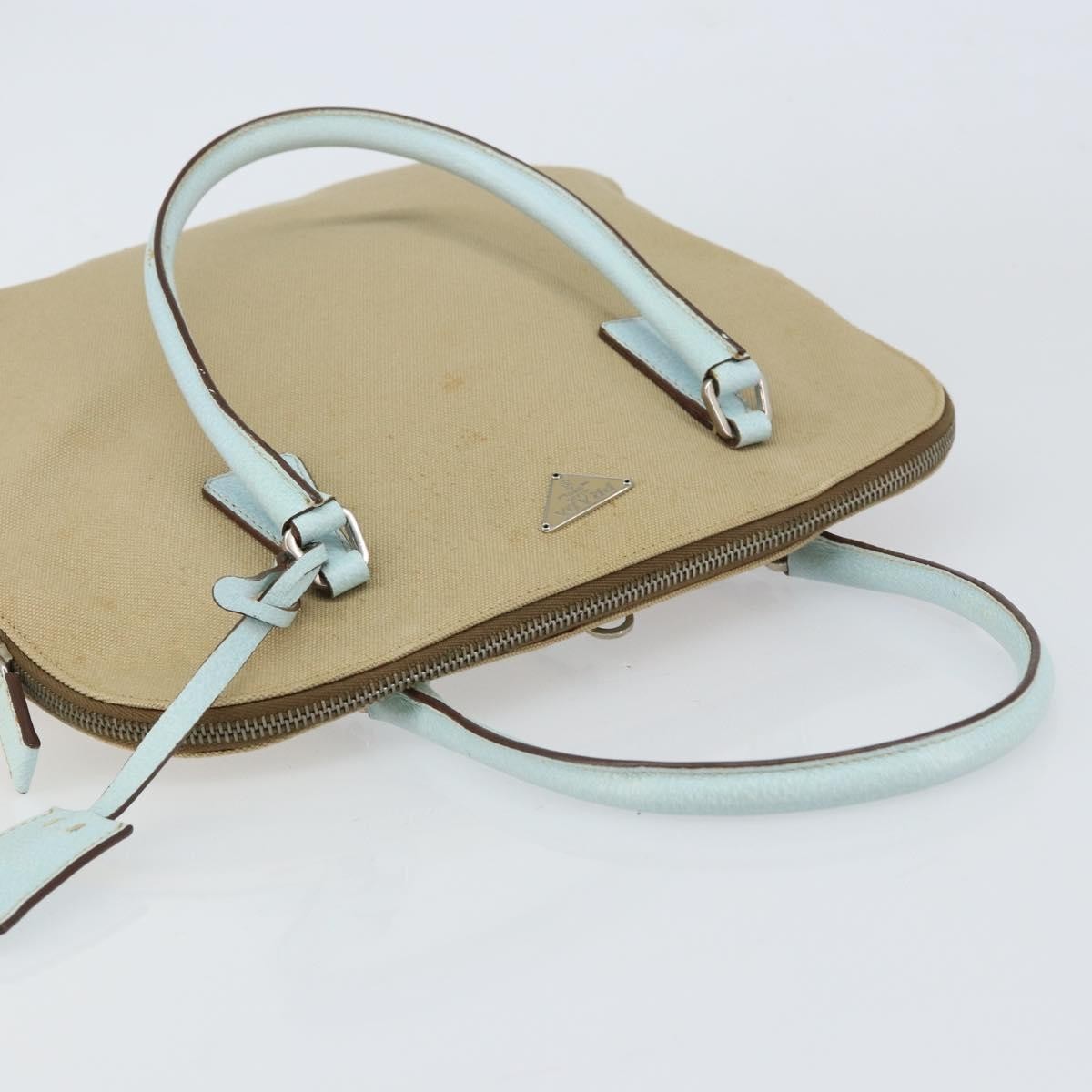Prada Vintage Canvas Beige Canvas Handbag (Pre-Owned)