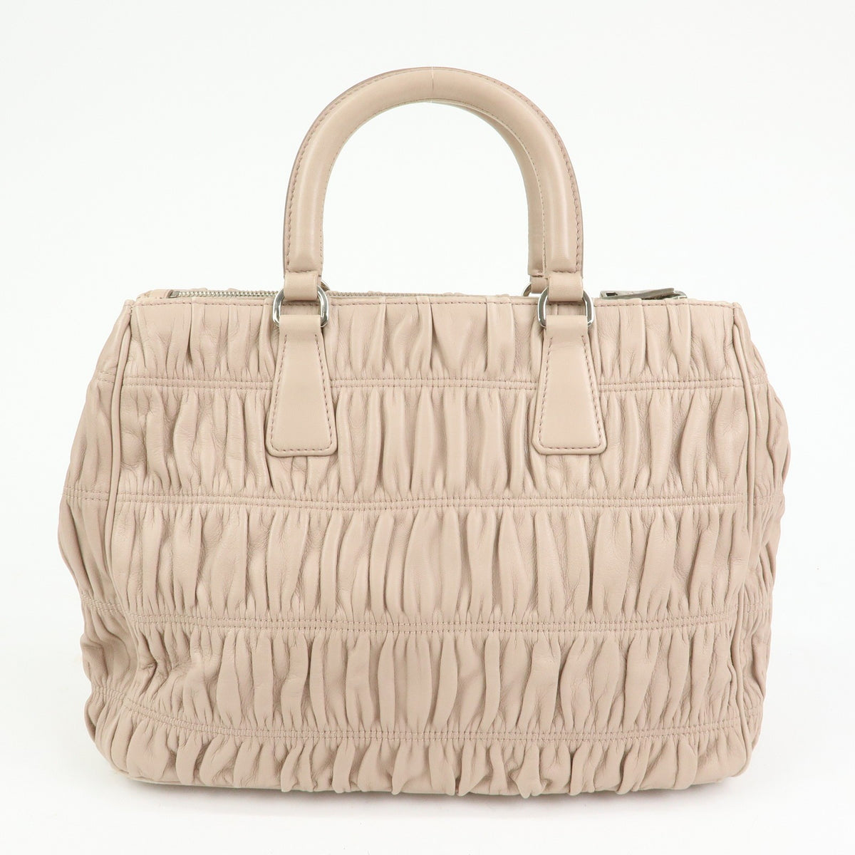 Prada Gaufre Nappa Leather Beige Leather Tote Bag Bag (Pre-Owned)