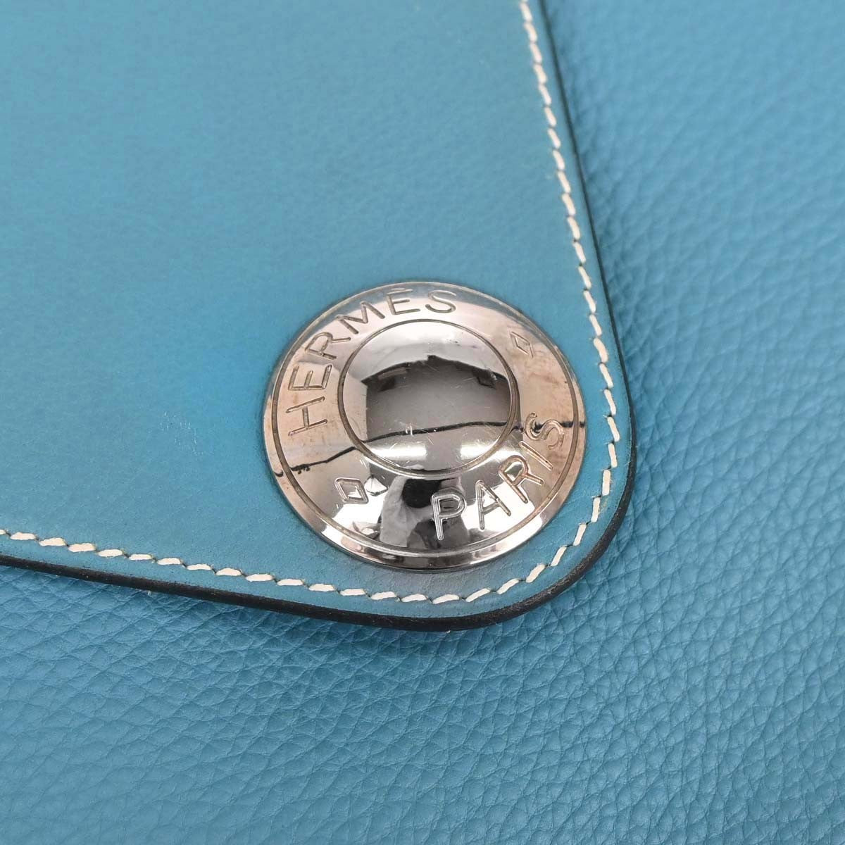 Hermes Christine Leather Blue Leather Handbag (Pre-Owned)