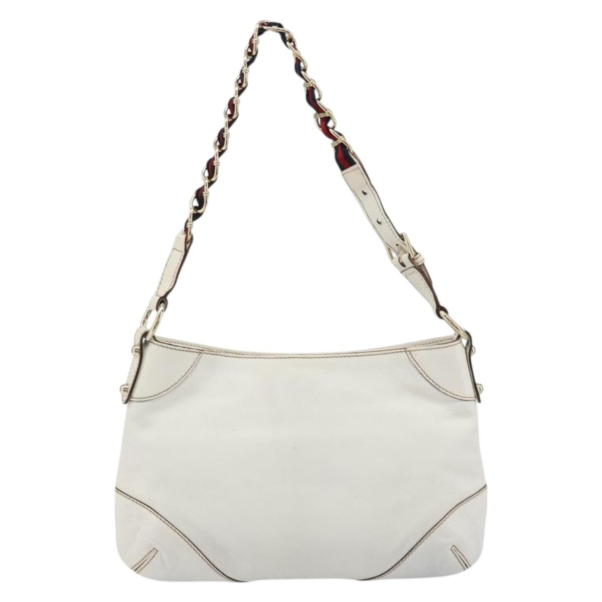 Gucci Sherry Line Chain Leather White Leather Tote Bag Bag (Pre-Owned)