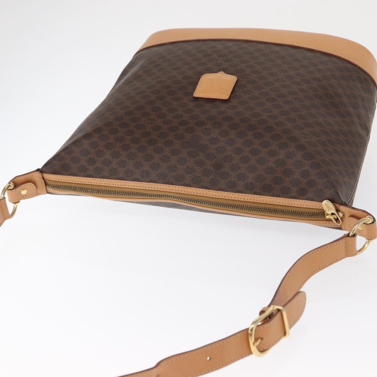 Celine Vintage Macadam Canvas And Leather Brown Canvas Shoulder Bag Bag (Pre-Owned)