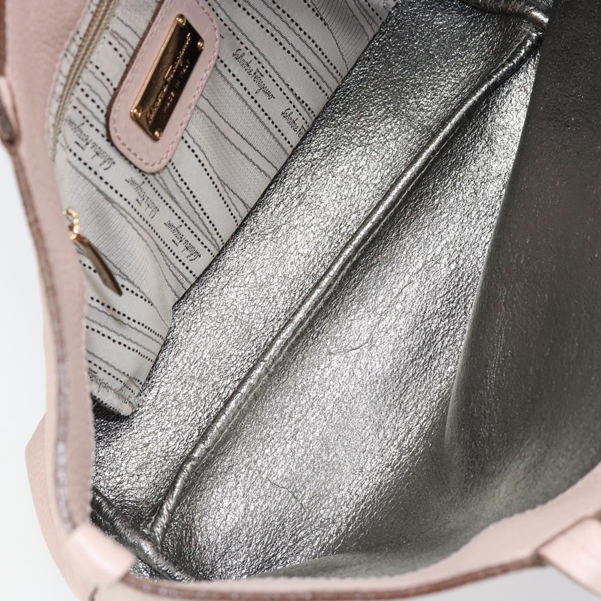 Salvatore Ferragamo Gancini Leather Pink Leather Tote Bag Bag (Pre-Owned)