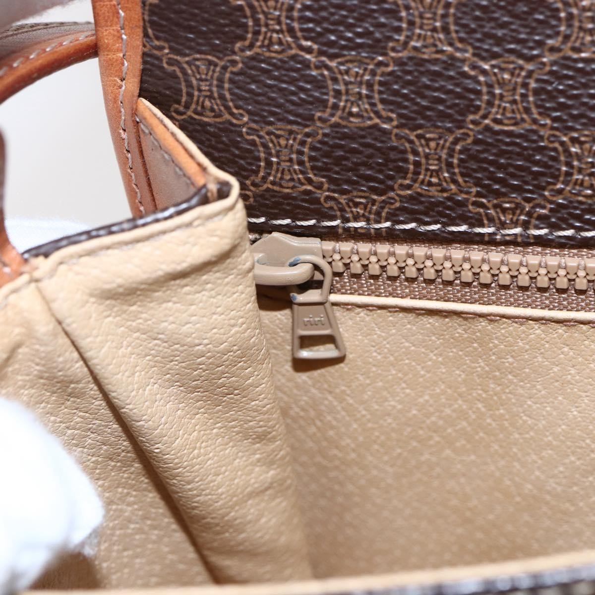 Celine Vintage Macadam Canvas And Leather Brown Canvas Shoulder Bag Bag (Pre-Owned)