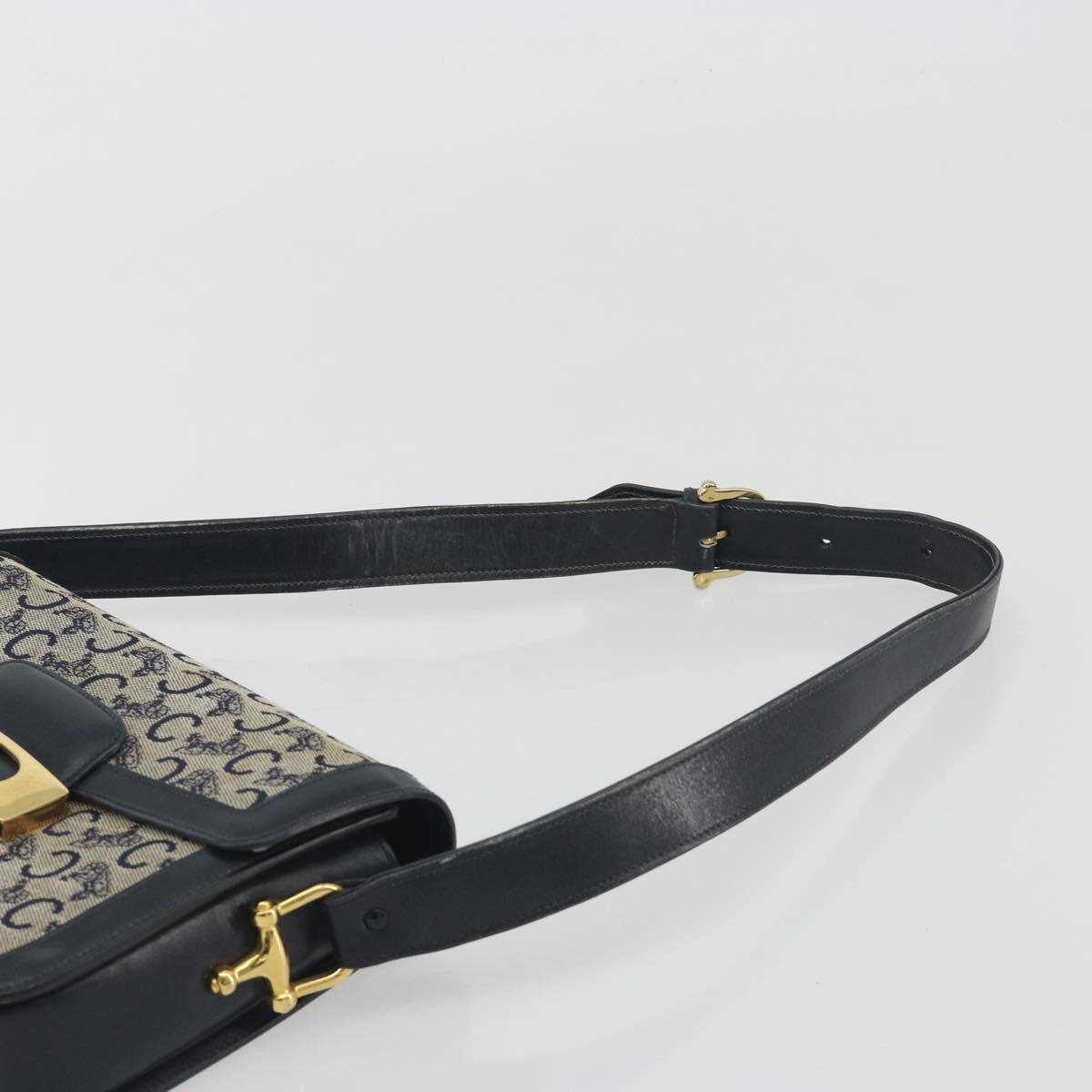 Celine Vintage Horse Carriage C Macadam Canvas And Leather Navy Canvas Shoulder Bag Bag (Pre-Owned)