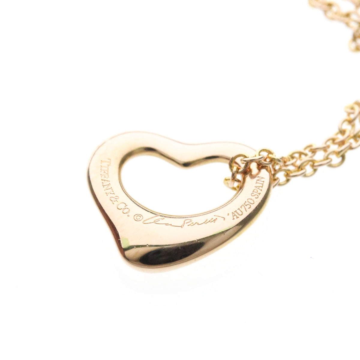 Tiffany & Co. Elsa Peretti Open Heart Pendant 18K Yellow Gold Gold Pink_Gold Necklace Jewelry (Pre-Owned)
