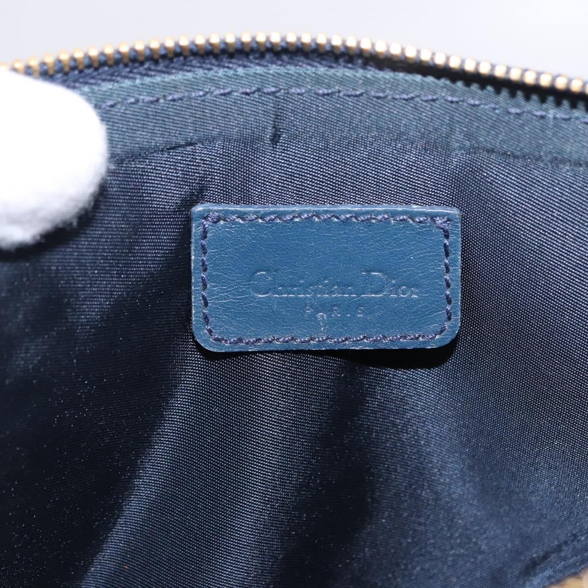 Christian Dior Vintage Saddle Bag Canvas Navy Canvas Clutche & Pouche Bag (Pre-Owned)
