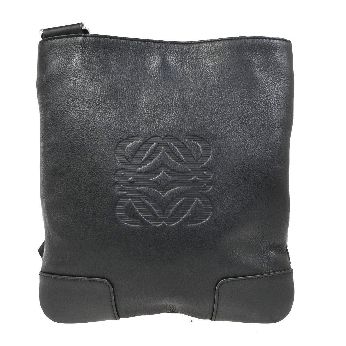 Loewe Anagram Leather Black Leather Shoulder Bag Bag (Pre-Owned)