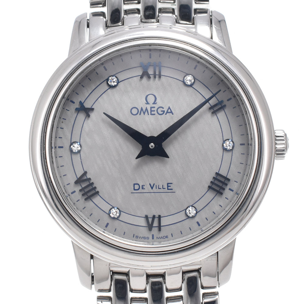 Omega De Ville Prestige Quartz Stainless Steel And Rose Gold With Diamond Markers Watch (Pre-Owned)