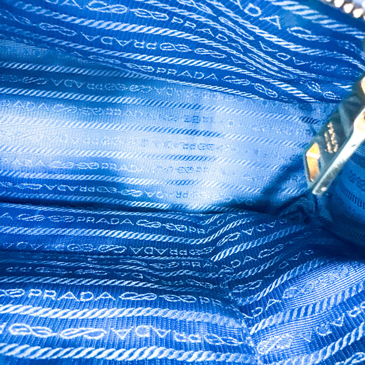 Prada Double Zip Lux Saffiano Leather Blue Leather Tote Bag Bag (Pre-Owned)
