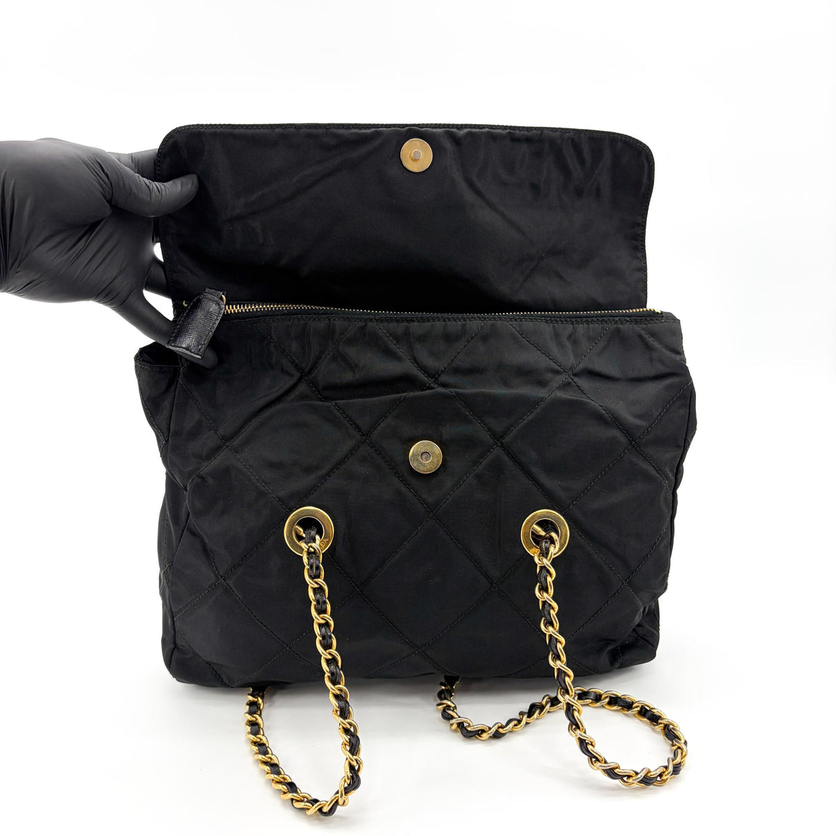 Prada Convertible Quilted Tessuto Black Nylon Shoulder Bag Bag (Pre-Owned)