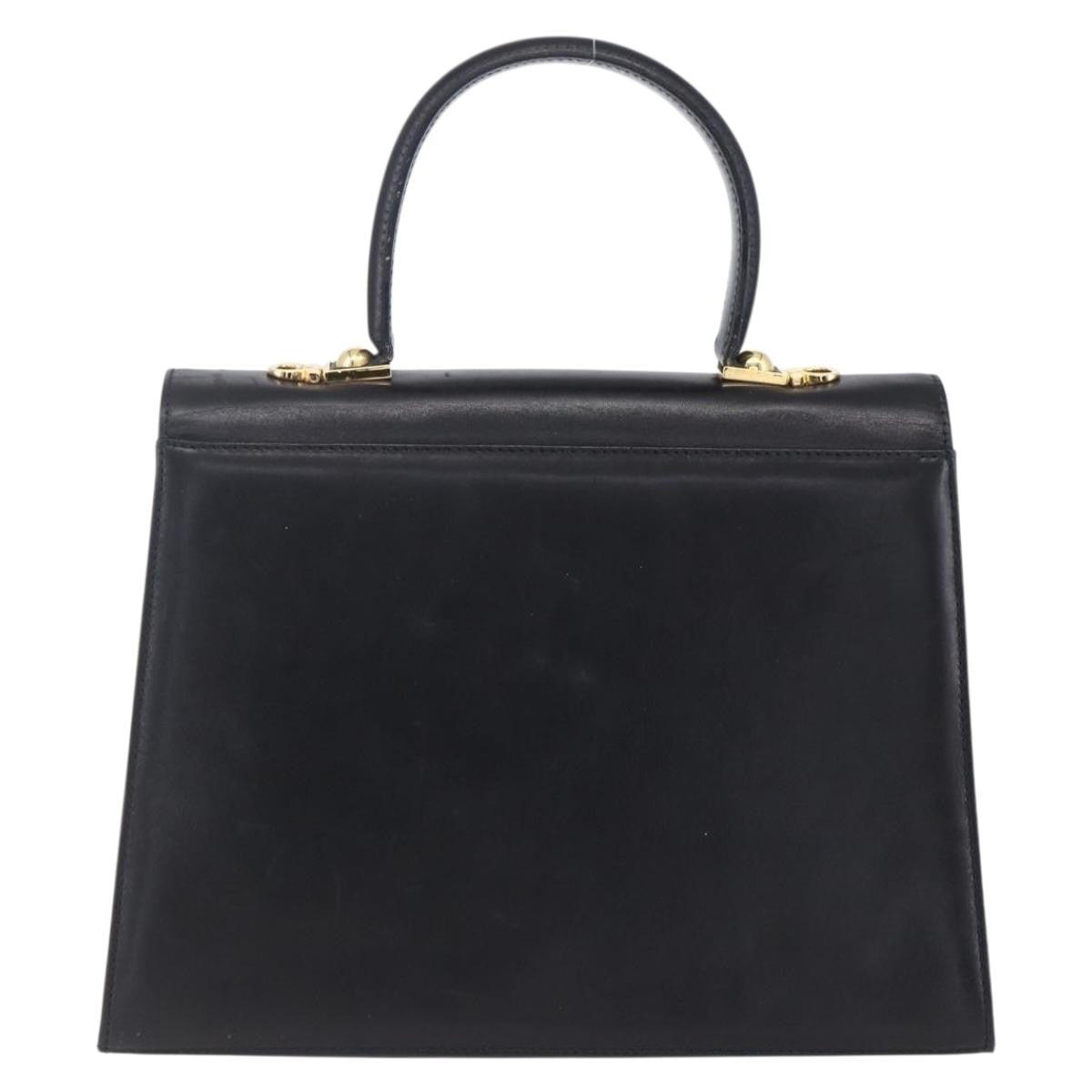Salvatore Ferragamo Gancini Leather Black Leather Handbag (Pre-Owned)