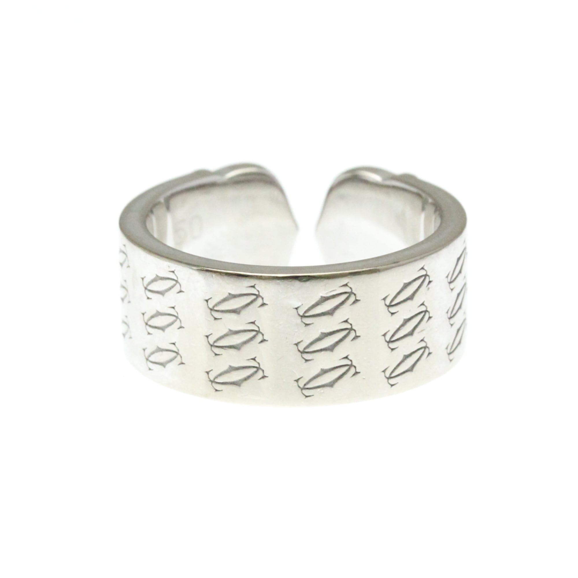 Cartier 2C De Cartier 18K White Gold Silver White_Gold Ring Jewelry (Pre-Owned)