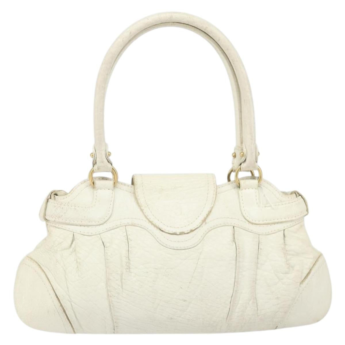 Salvatore Ferragamo Gancini Leather White Leather Handbag (Pre-Owned)