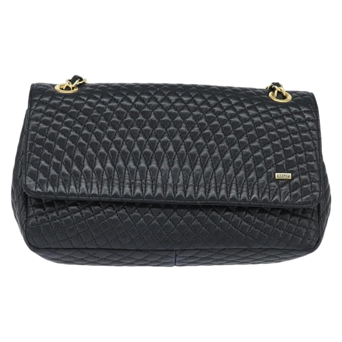 Bally Vintage Chain Quilted Leather Black Leather Shoulder Bag Bag (Pre-Owned)