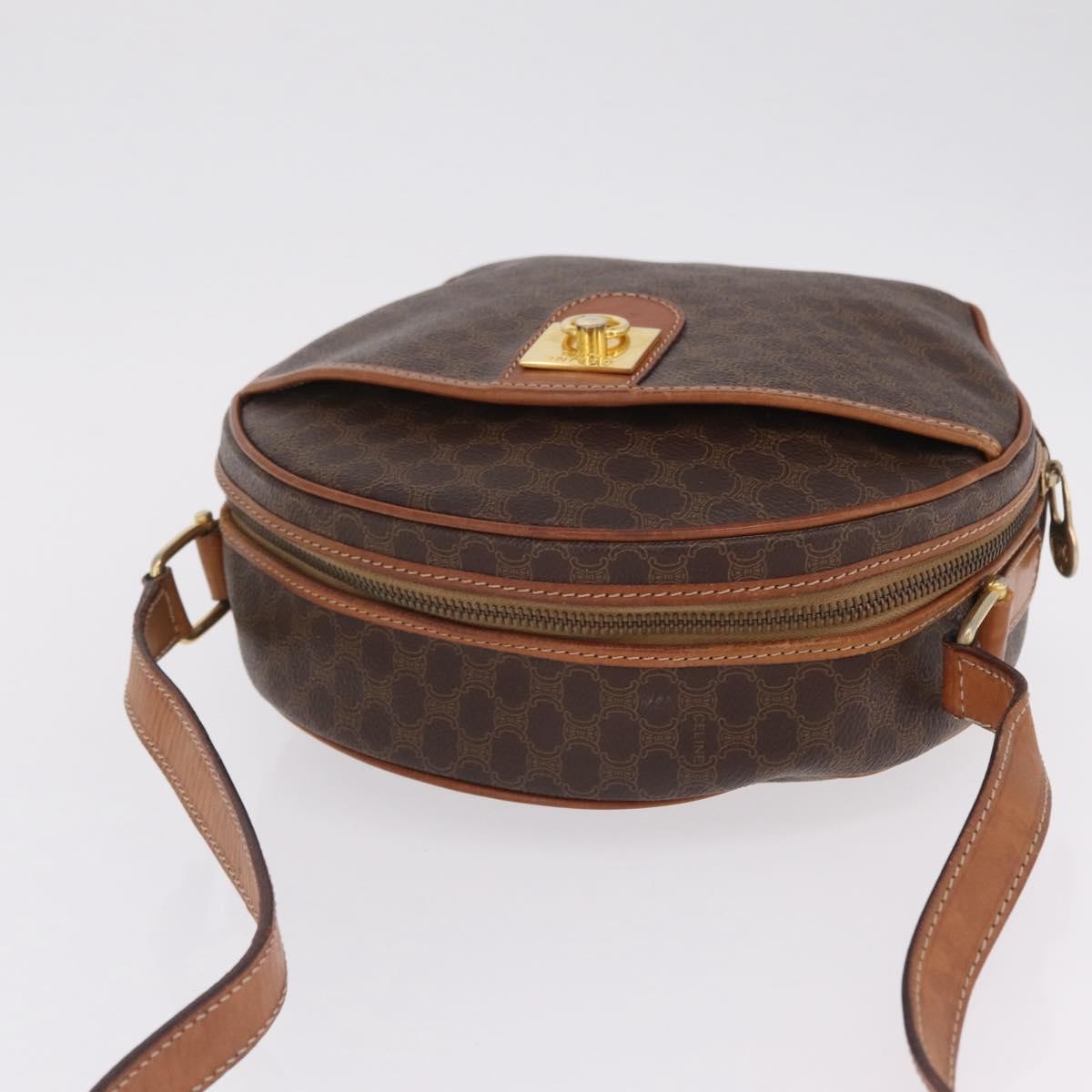 Celine Macadam Shoulder Leather Brown Canvas Crossbody Bag Bag (Pre-Owned)
