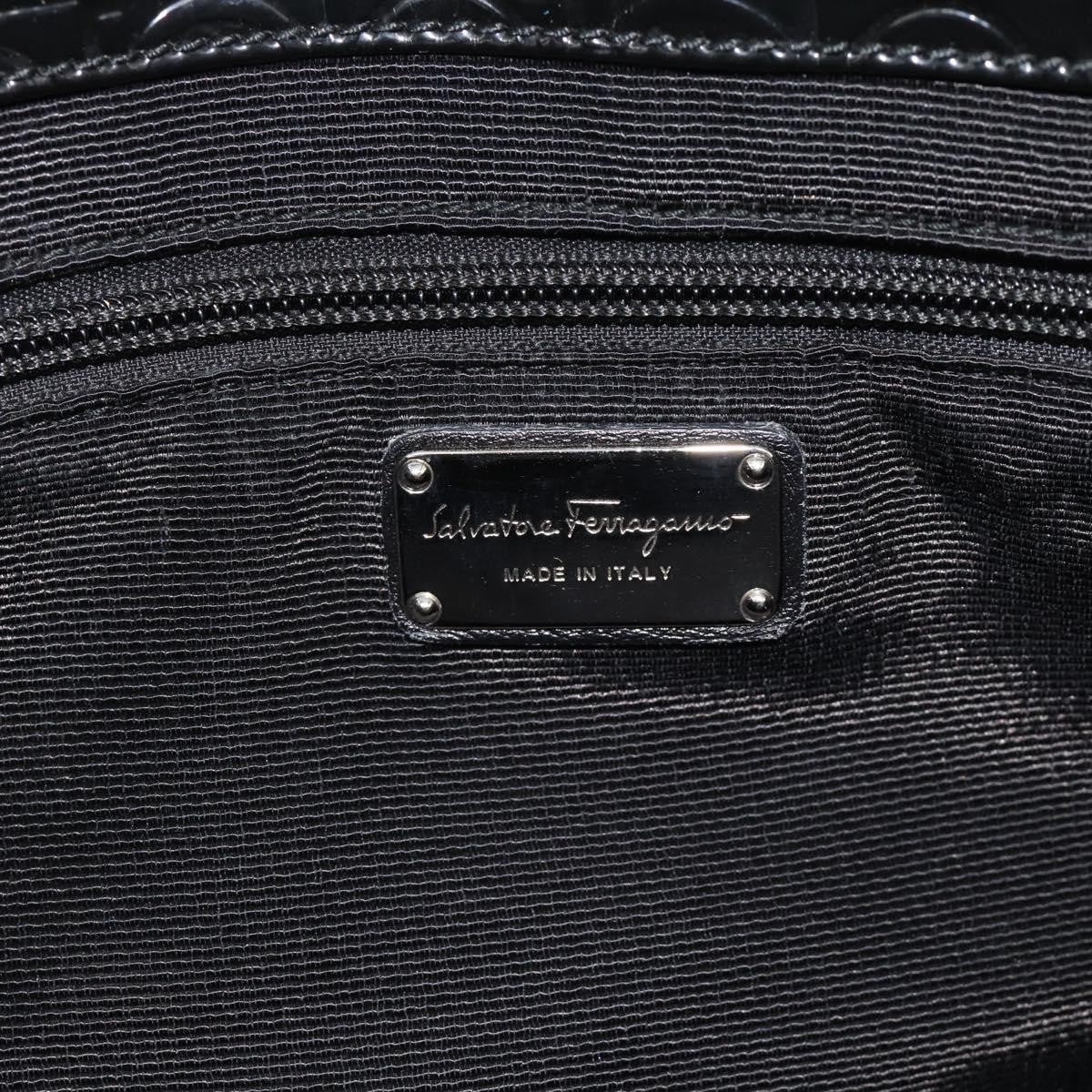 Salvatore Ferragamo Gancini Tote Patent Leather Black Patent_Leather Tote Bag Bag (Pre-Owned)