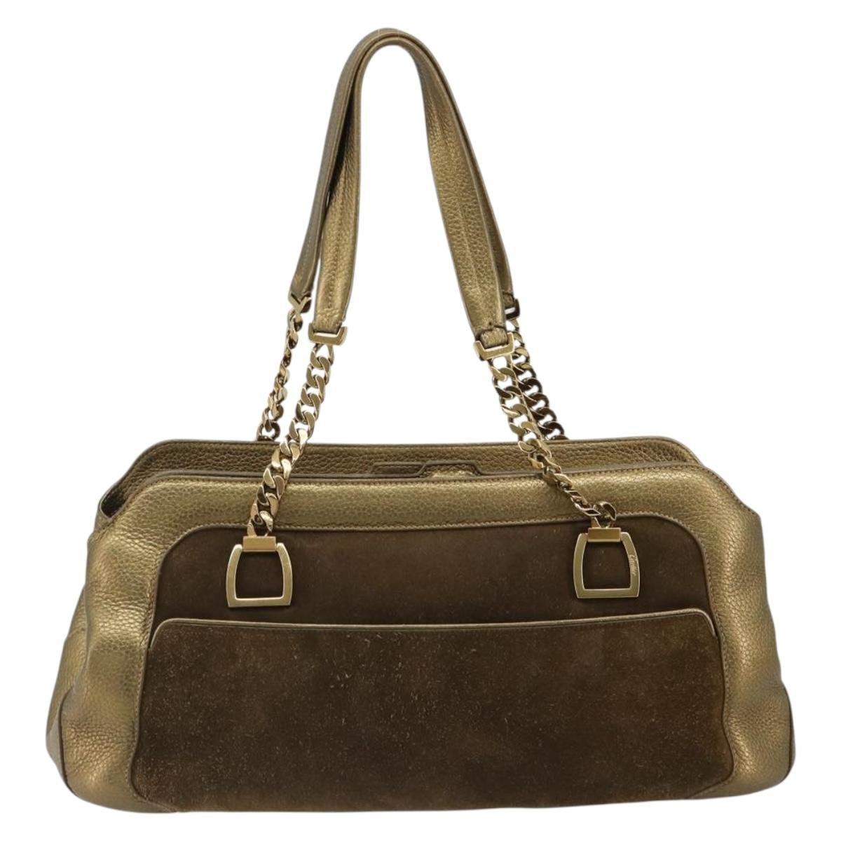 Cartier Chain Ladonia Shoulder Leather Gold Suede Tote Bag Bag (Pre-Owned)