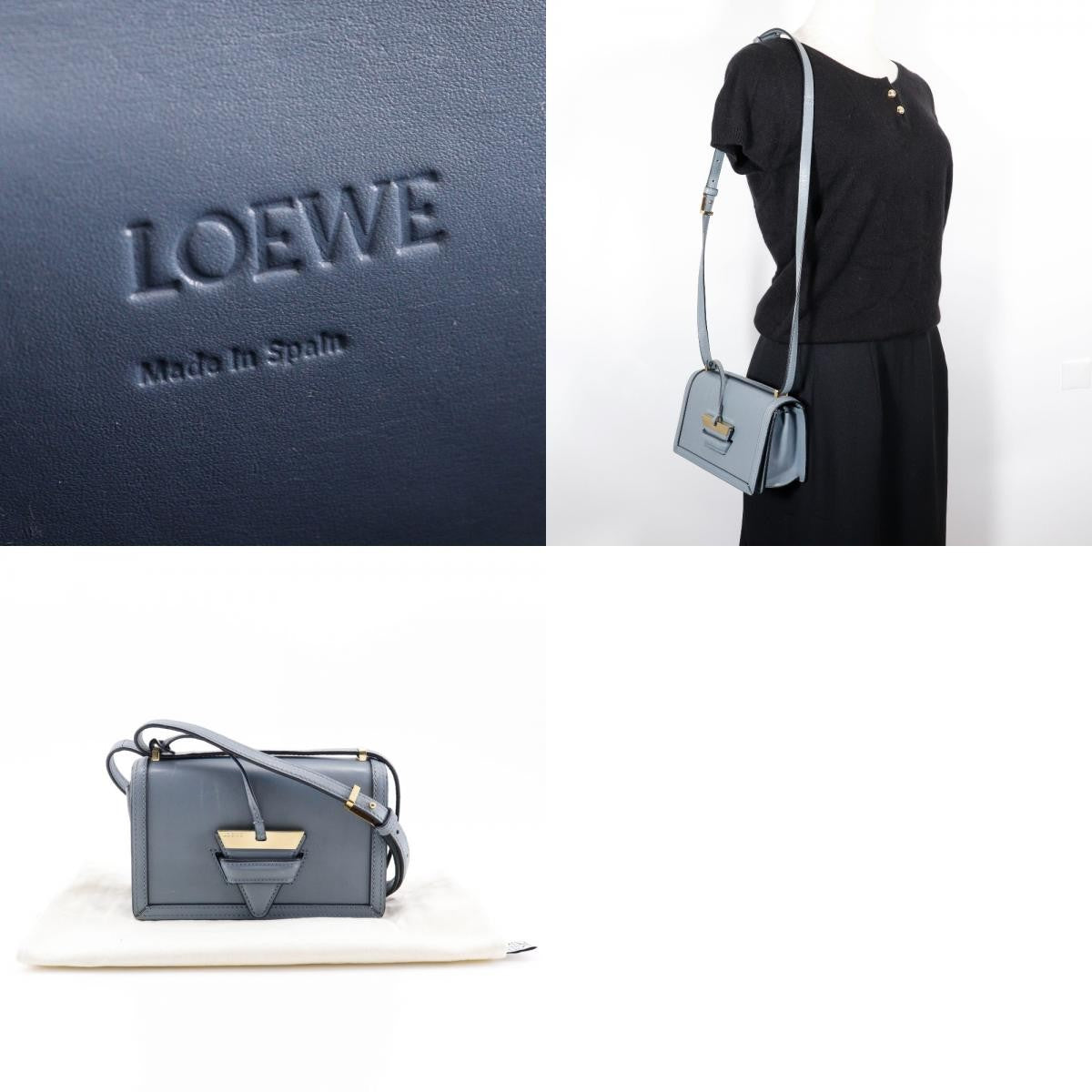 Loewe Barcelona Leather Blue Leather Shoulder Bag Bag (Pre-Owned)