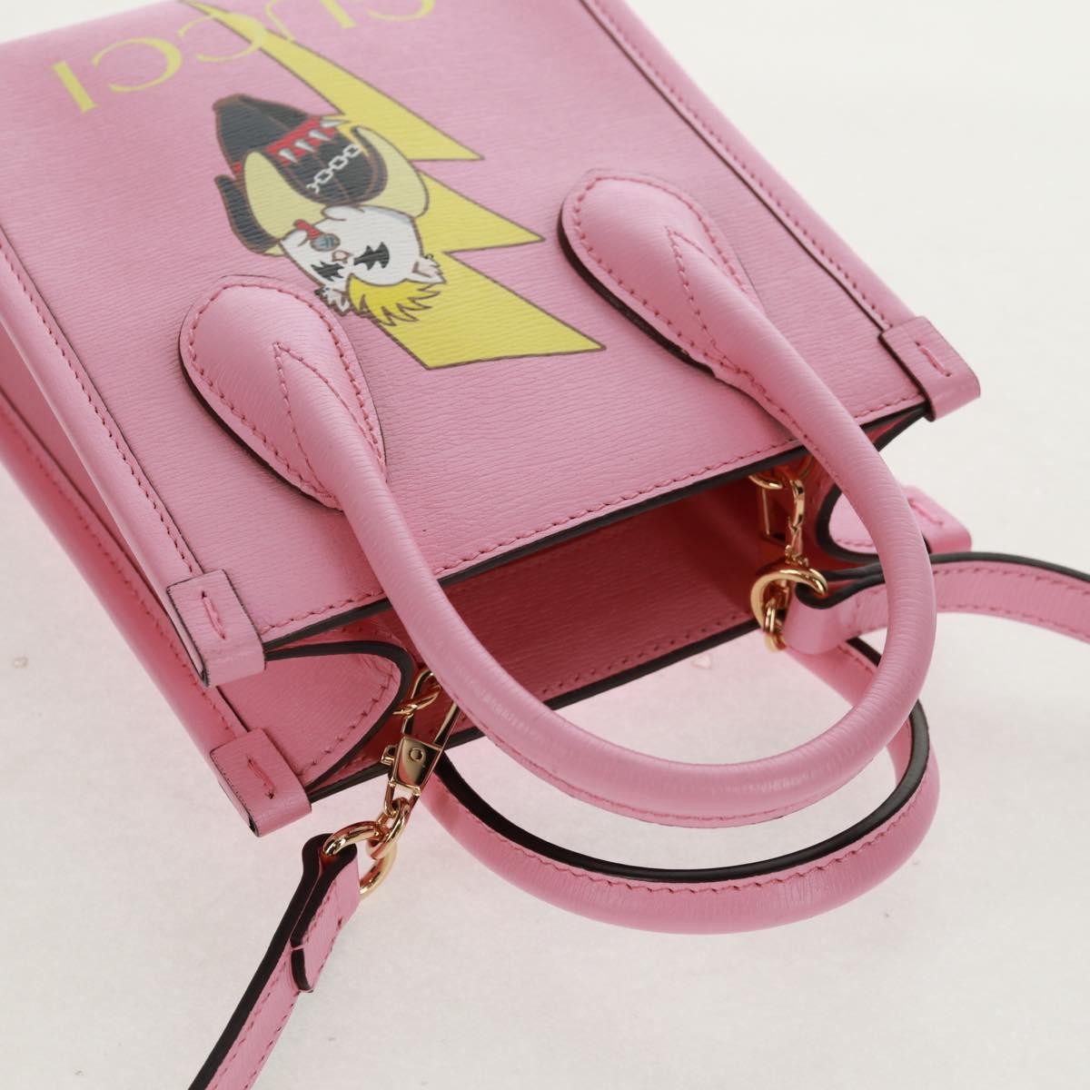 Gucci Vertical Tote Printed Leather Pink Leather Tote Bag Bag (Pre-Owned)