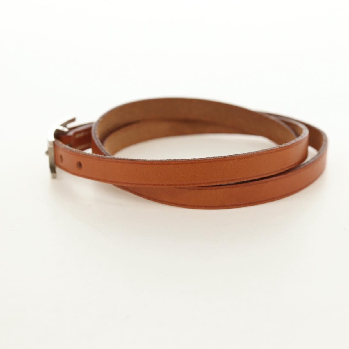 Hermes Hapi 3 Leather With Metal Brown Leather Bracelet Jewelry (Pre-Owned)