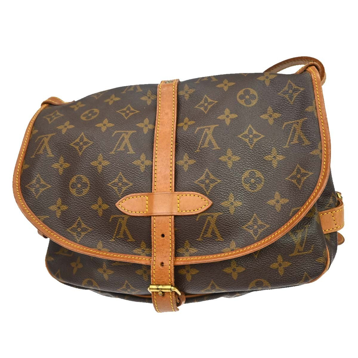 Louis Vuitton Saumur Monogram Canvas Brown Canvas Shoulder Bag Bag (Pre-Owned)