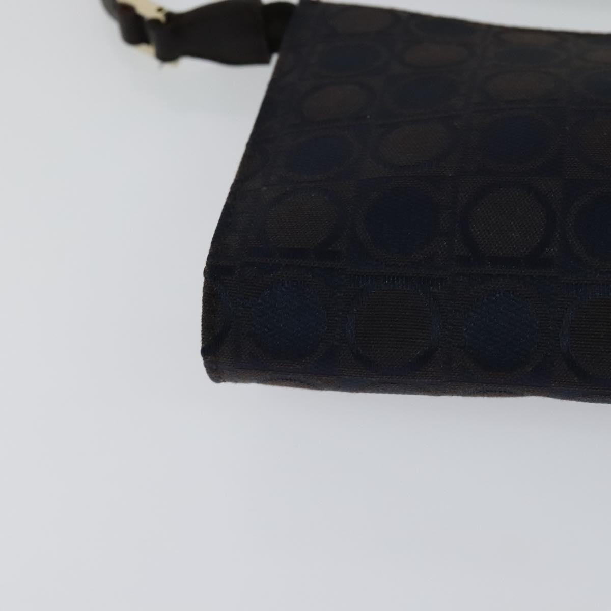 Salvatore Ferragamo Gancini Canvas Navy Canvas Handbag (Pre-Owned)