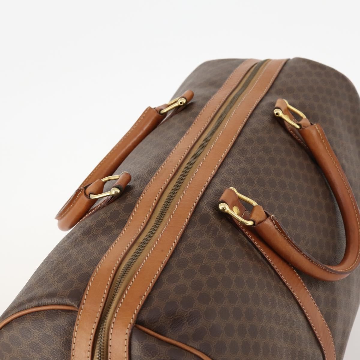 Celine Vintage Duffle Canvas And Leather Brown Canvas Travel Bag Bag (Pre-Owned)