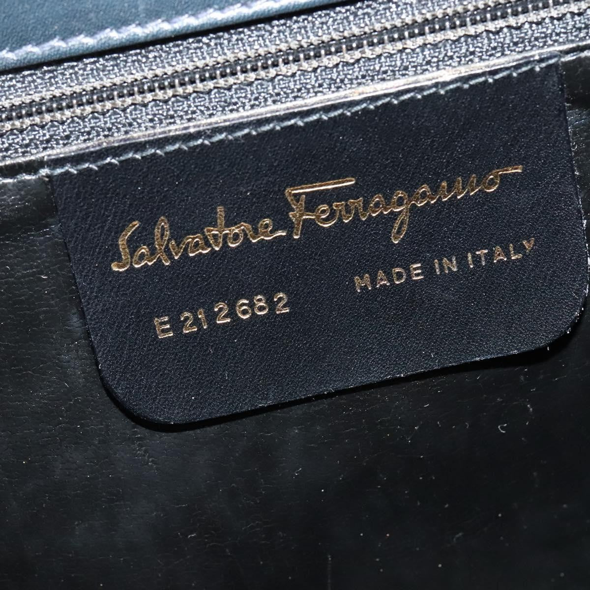 Salvatore Ferragamo Gancini Leather Navy Leather Shoulder Bag Bag (Pre-Owned)