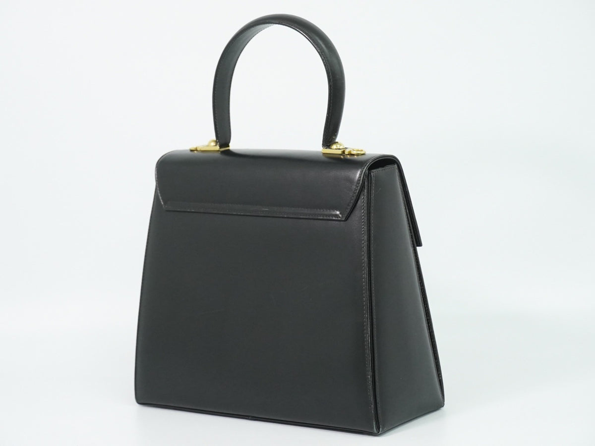 Salvatore Ferragamo Convertible Top Handle Leather Black Leather Handbag (Pre-Owned)