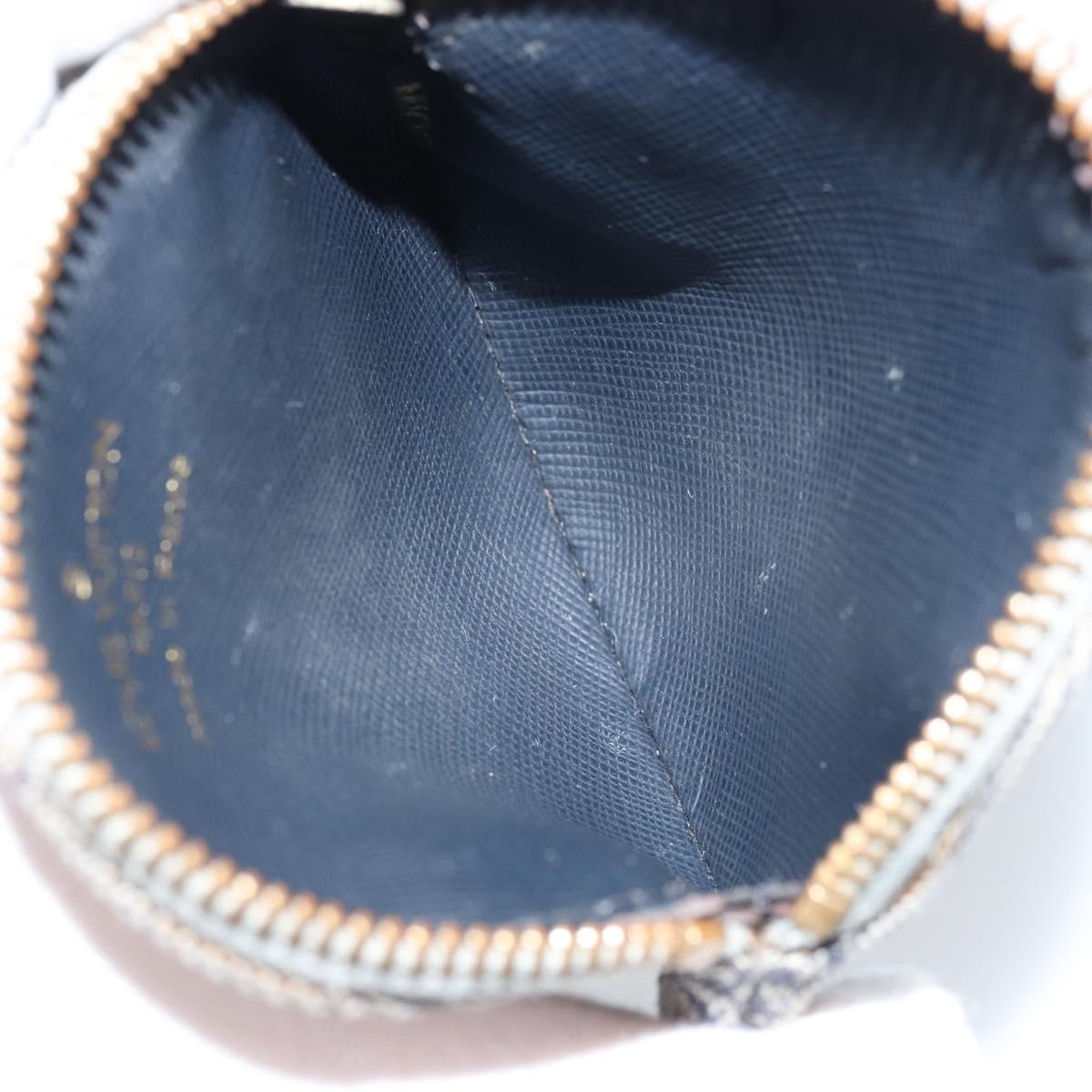 Louis Vuitton Round Coin Purse Mini Lin Blue Canvas Clutche & Pouche Bag (Pre-Owned)