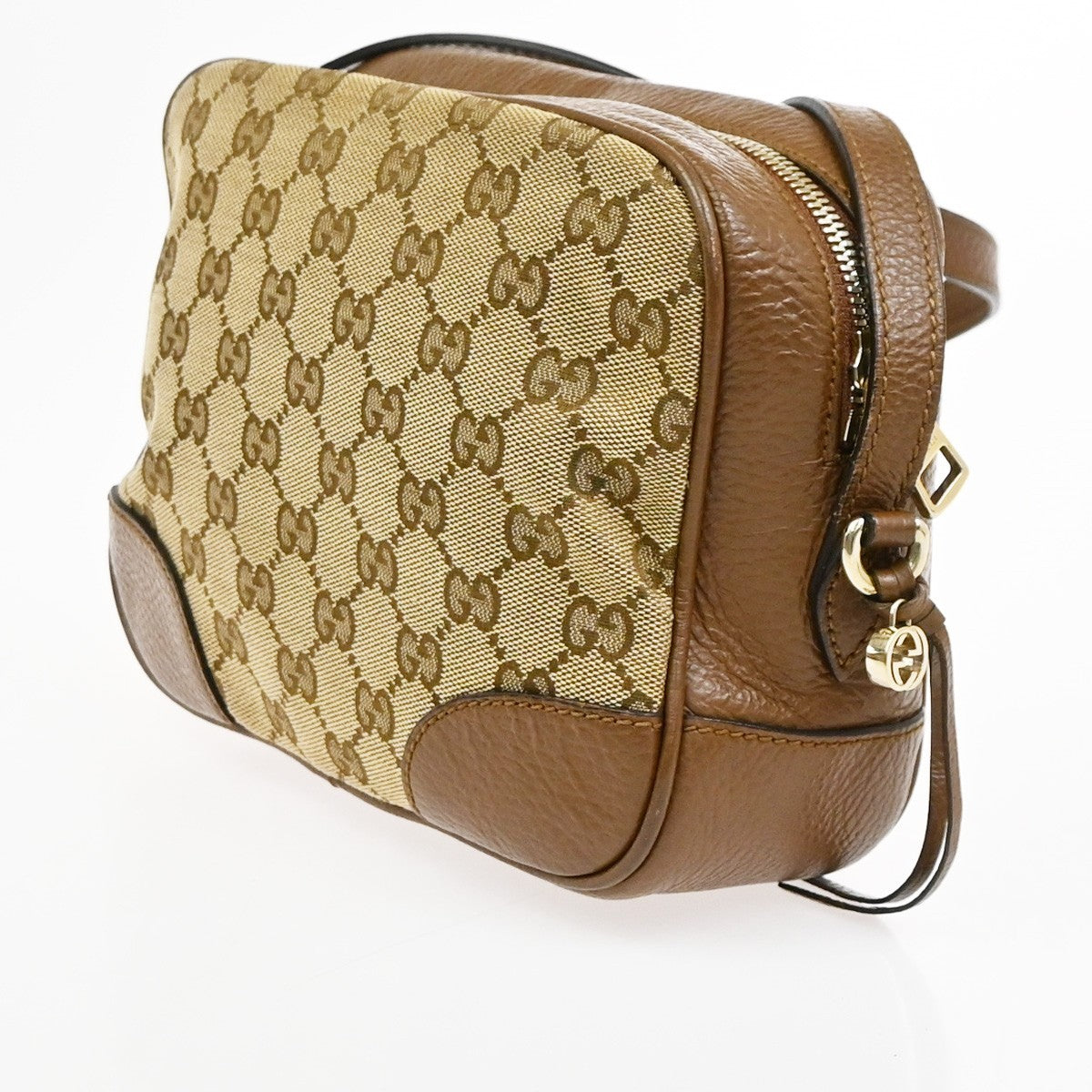 Gucci Bree Disco Gg Canvas With Leather Brown Canvas Crossbody Bag Bag (Pre-Owned)
