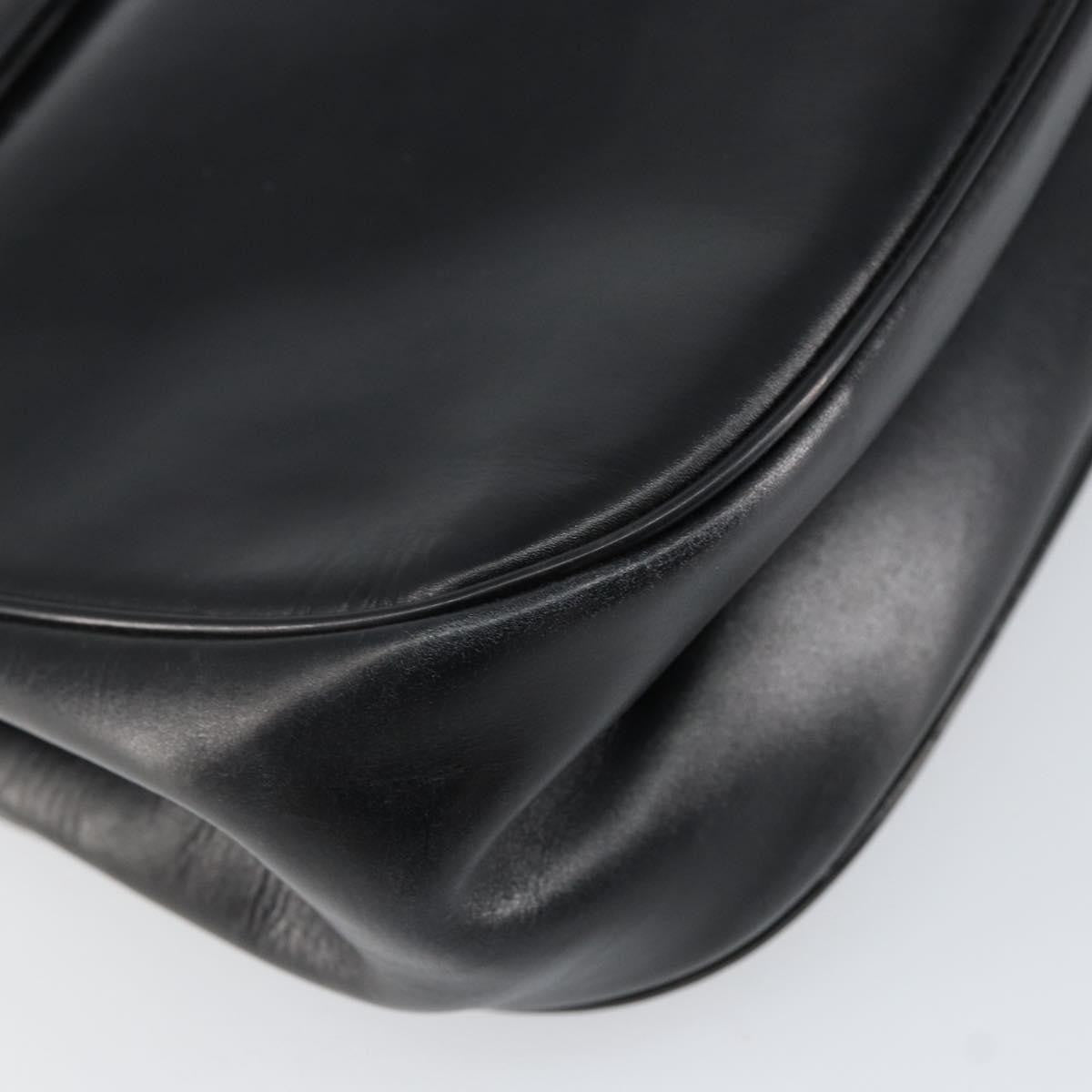 Christian Dior Vintage Chain Flap Diorissimo Canvas Black Leather Shoulder Bag Bag (Pre-Owned)