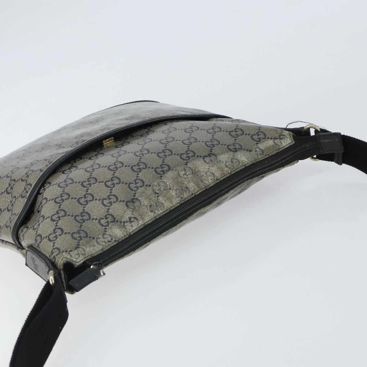 Gucci Zip Messenger Gg Canvas With Perforated Leather Navy Canvas Shoulder Bag Bag (Pre-Owned)