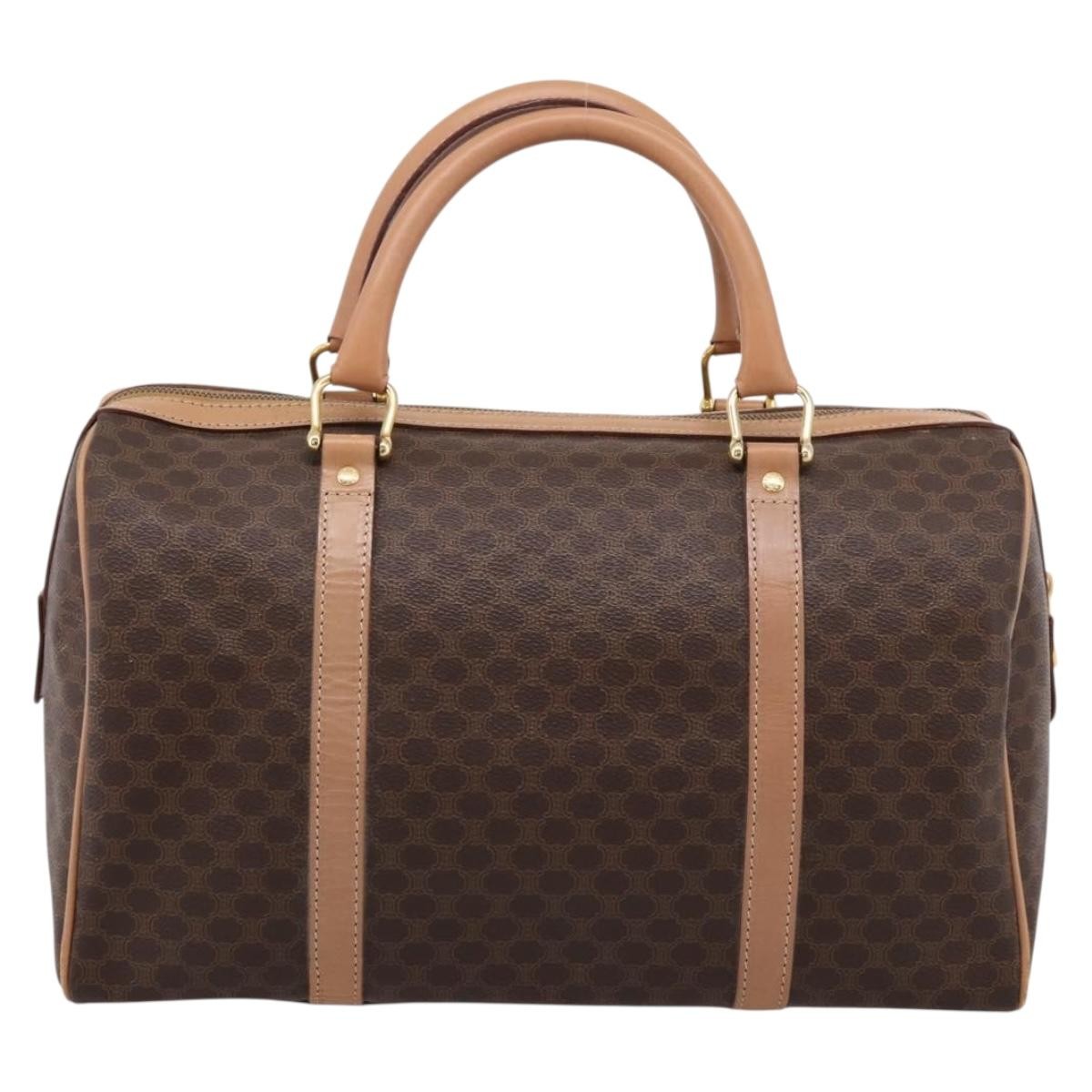 Celine Vintage Boston Macadam Coated Canvas Brown Pvc Handbag (Pre-Owned)