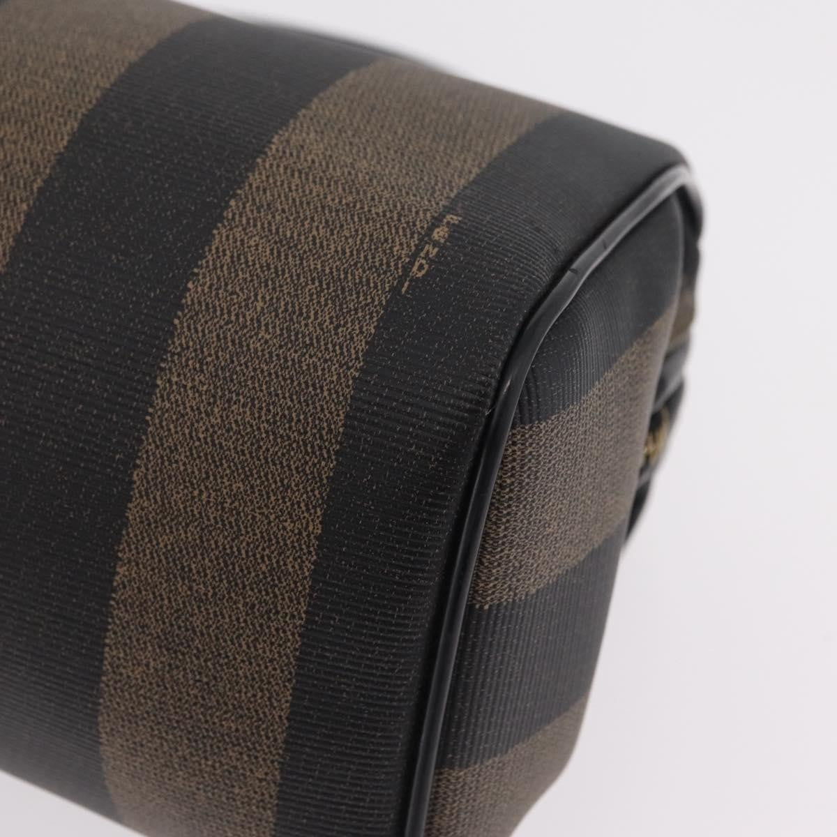 Fendi Vintage Pequin Boston Coated Canvas Brown Canvas Handbag (Pre-Owned)