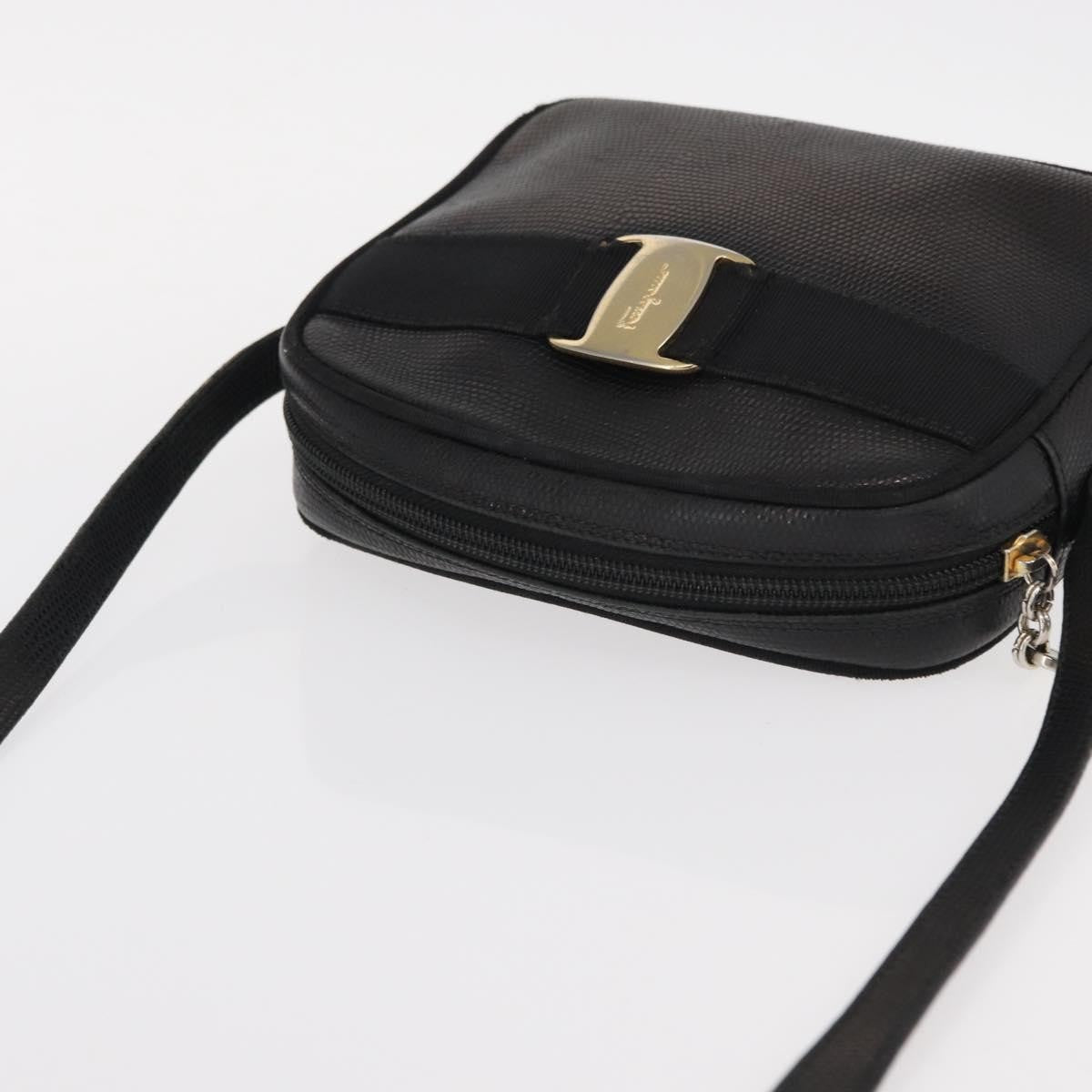 Salvatore Ferragamo Vala Leather Black Leather Shoulder Bag Bag (Pre-Owned)