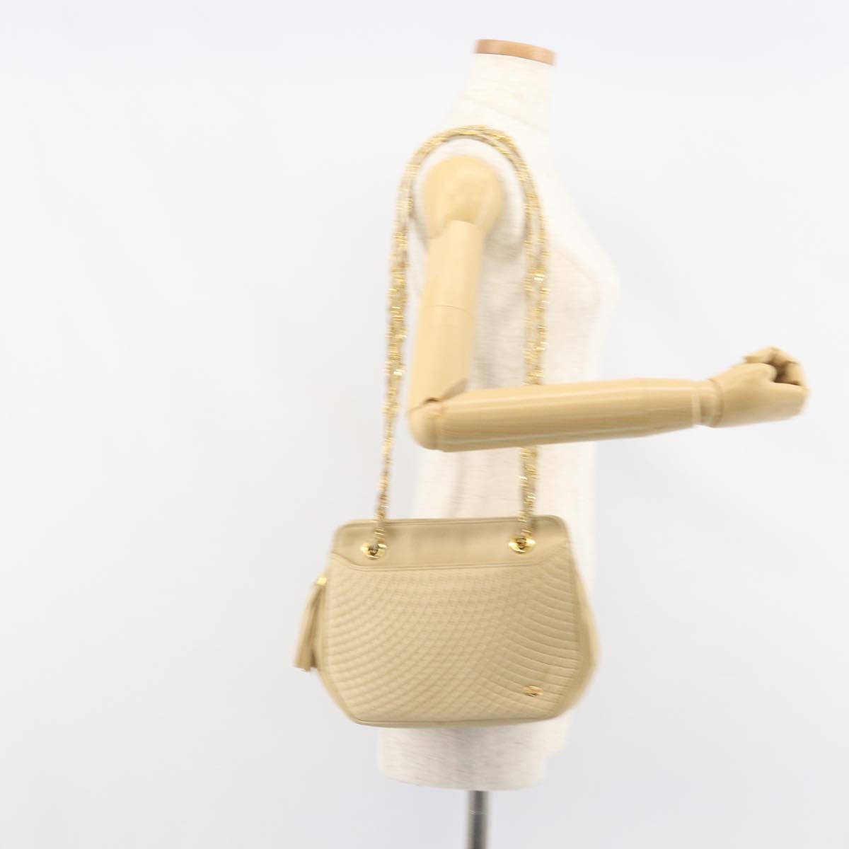 Bally Vintage Chain Quilted Leather Beige Leather Shoulder Bag Bag (Pre-Owned)