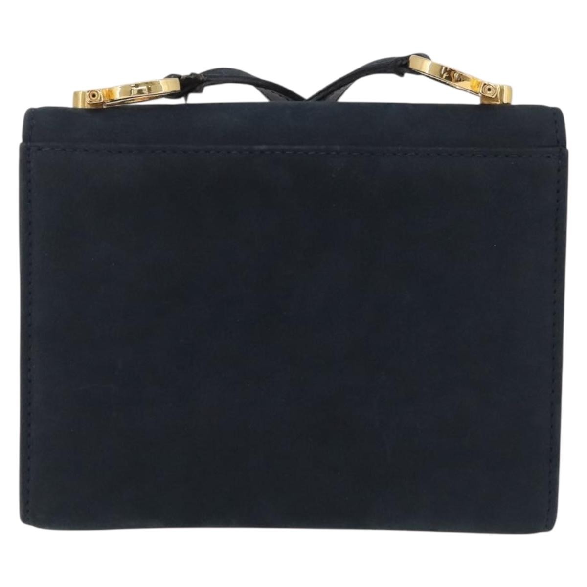 Salvatore Ferragamo Gancini Flap Suede Navy Suede Shoulder Bag Bag (Pre-Owned)