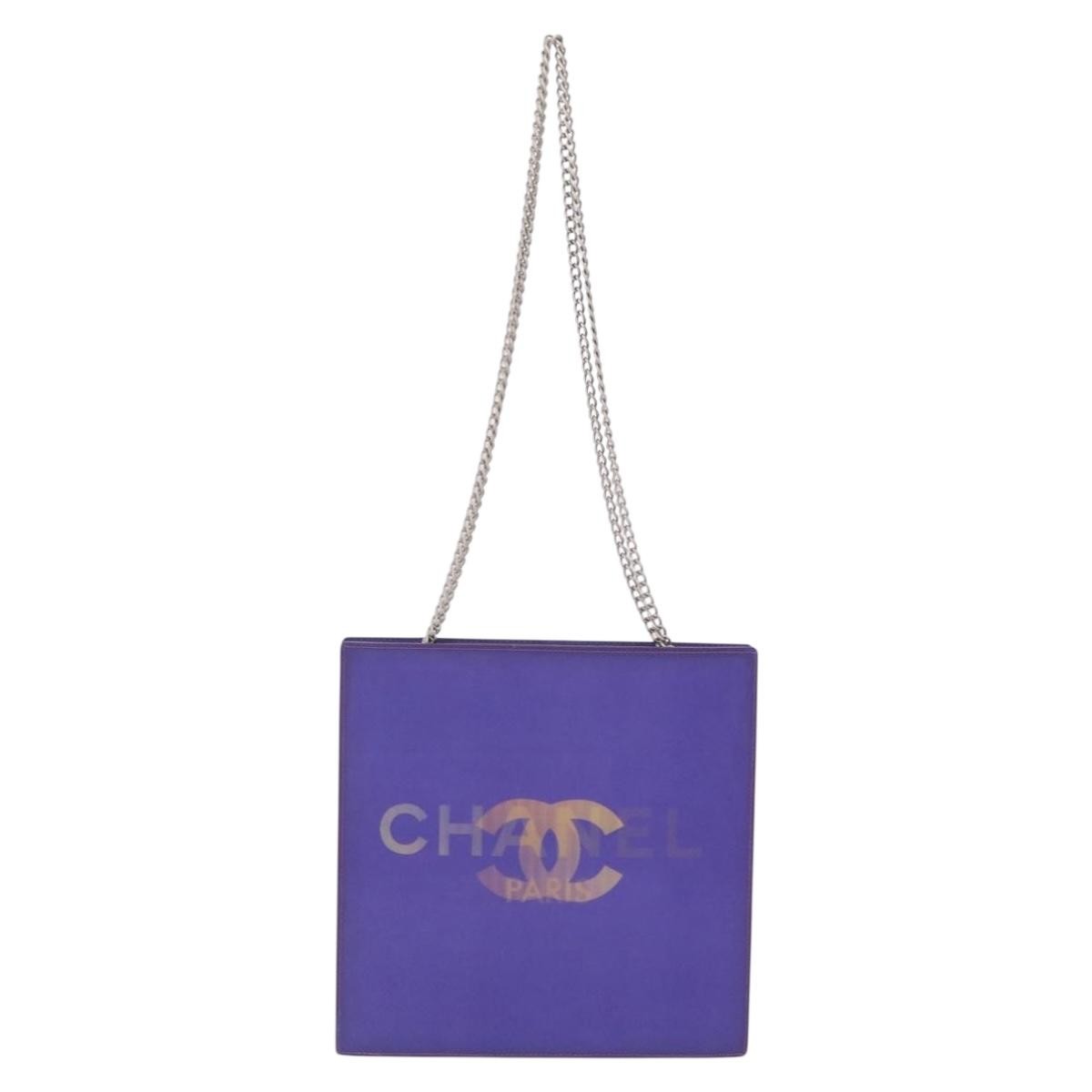 Chanel Vintage Holographic Chain Vinyl Purple Plastic Tote Bag Bag (Pre-Owned)