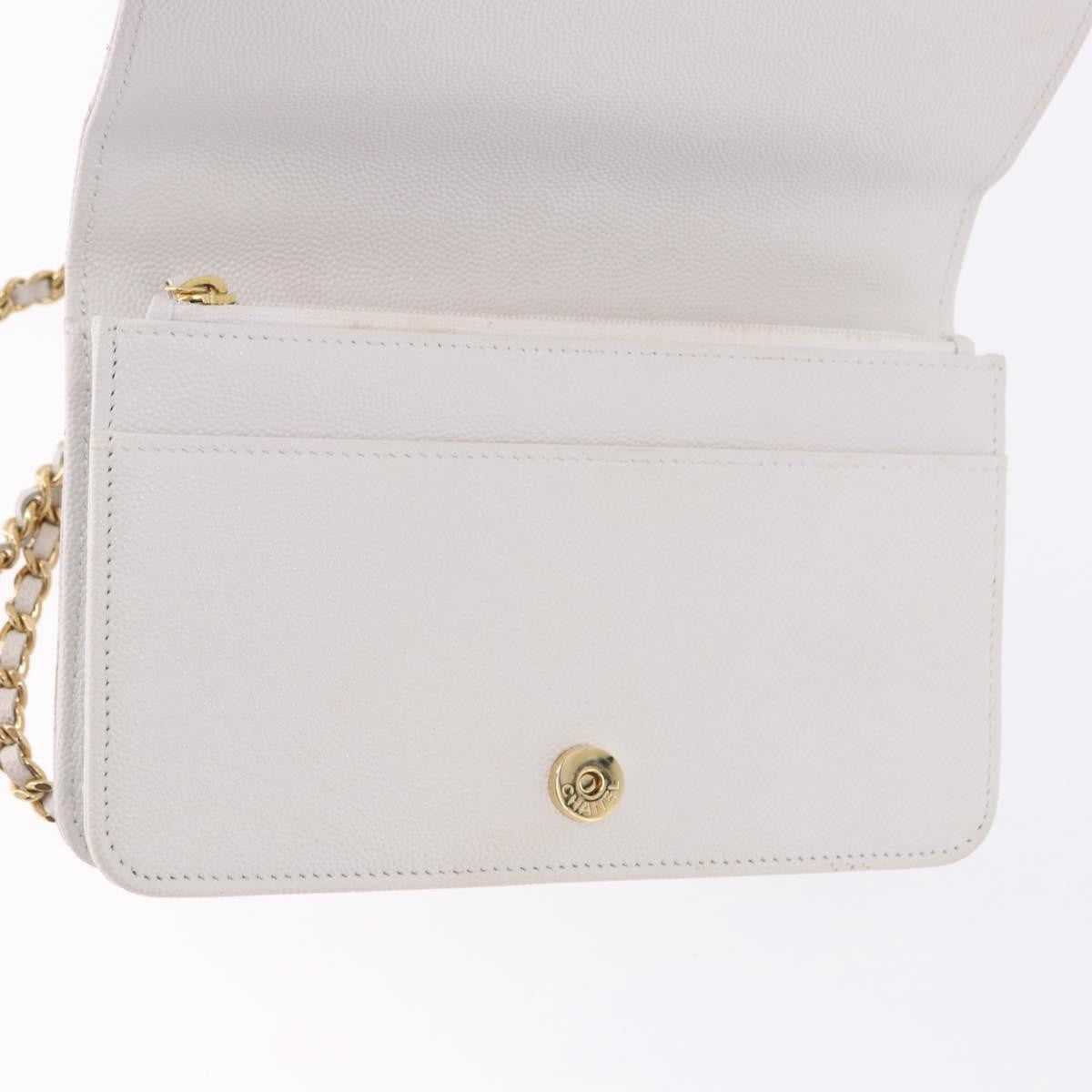 Chanel Pocket Twins Wallet On Chain Quilted Caviar White Leather Shoulder Bag Bag (Pre-Owned)
