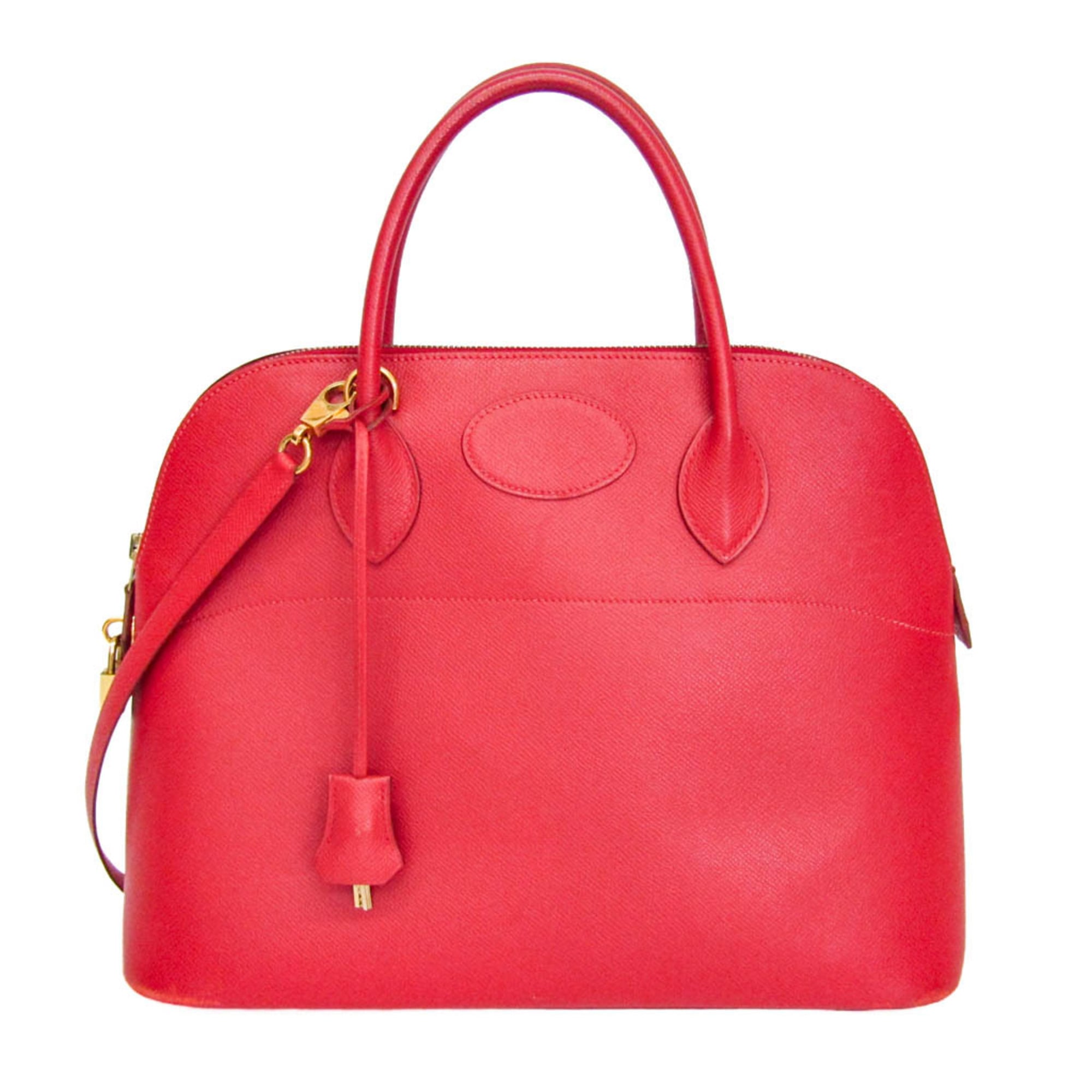 Hermes Bolide Courchevel Red Leather Handbag (Pre-Owned)