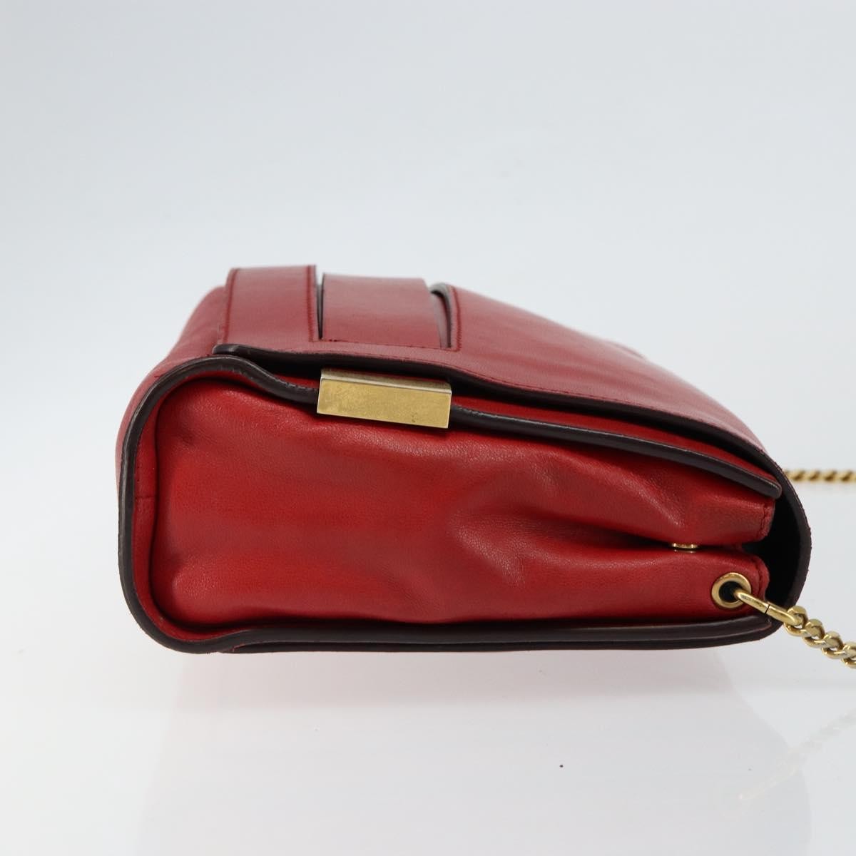 Chloe Elle Chain Clutch Leather Red Leather Bag (Pre-Owned)